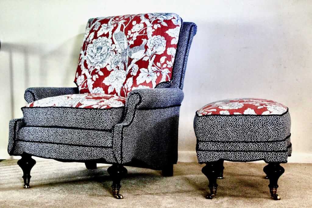 Chair and Ottoman Reupholstery