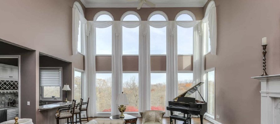 Classic atrium high window in living room