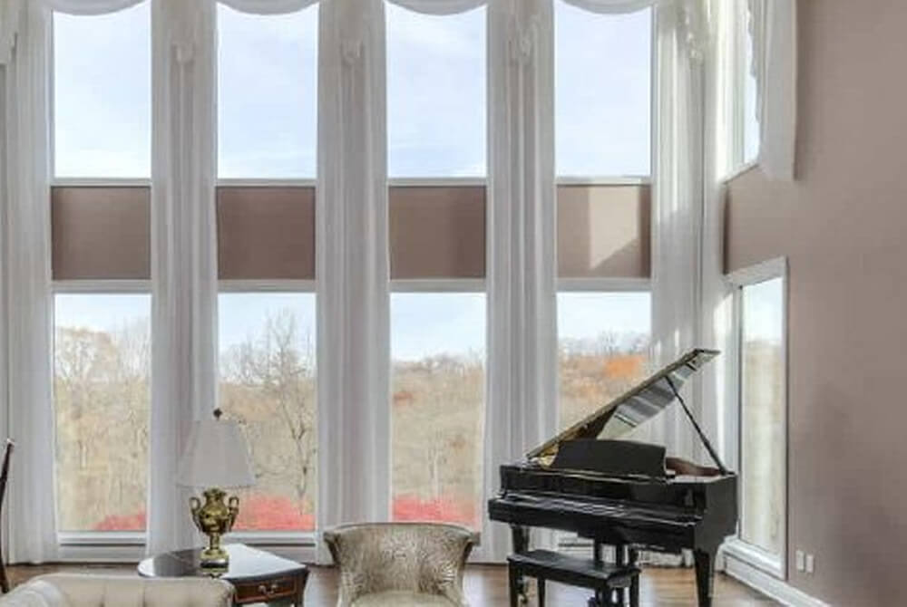 Modern drapery long high window