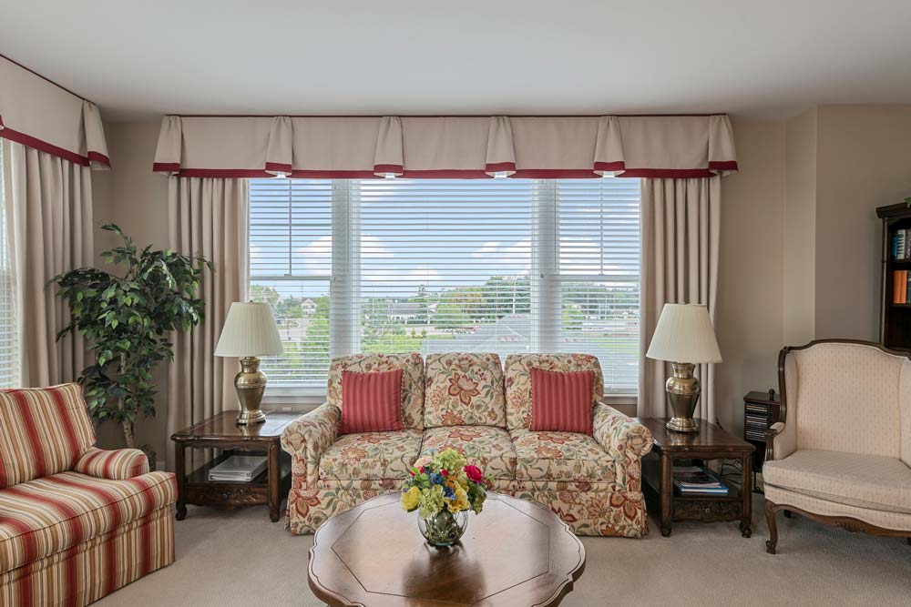 Matching Pinch Pleat Valance in Living Room